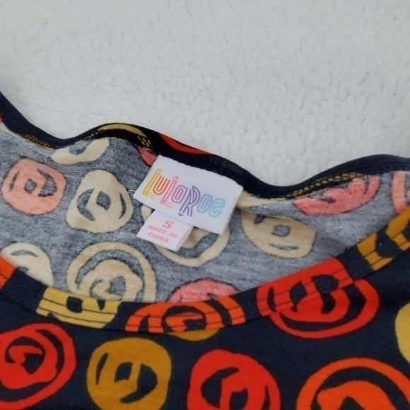 Lularoe Irma S Blue Orange Polka Dot Swirl Short S - Picture 3 of 5